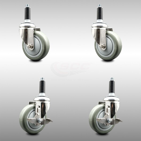 Service Caster 4 Inch 316SS Gray Poly Swivel 7/8 Inch Expanding Stem Caster Brake SCC, 2PK SCC-SS316EX20S414-PPUB-2-TLB-2-78 - main
